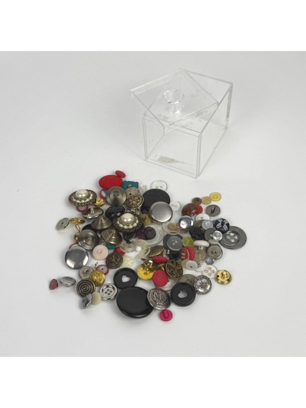 Button Lot Assorted Colors & Sizes Metal Plastic Cloth Covered